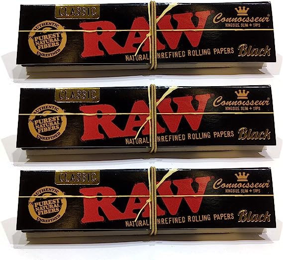 Raw Classic Black Connoisseur King Size Slim With Tips Puffland 3247